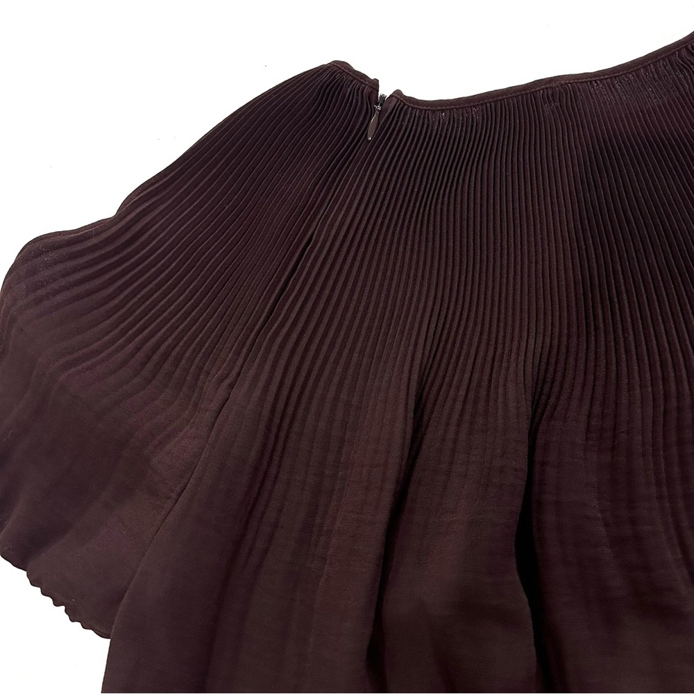 COS Pleated Short Sleeve Blouse, Shoulder Zip Dress Top, Burgundy 34 / 4 - Picture 7 of 7